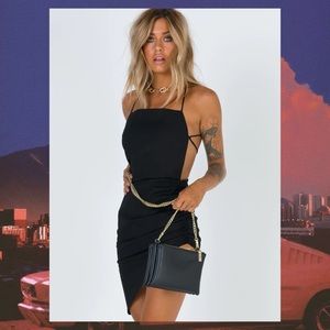 NWOT Princess Polly x Lioness Asymmetrical Black Mini Dress